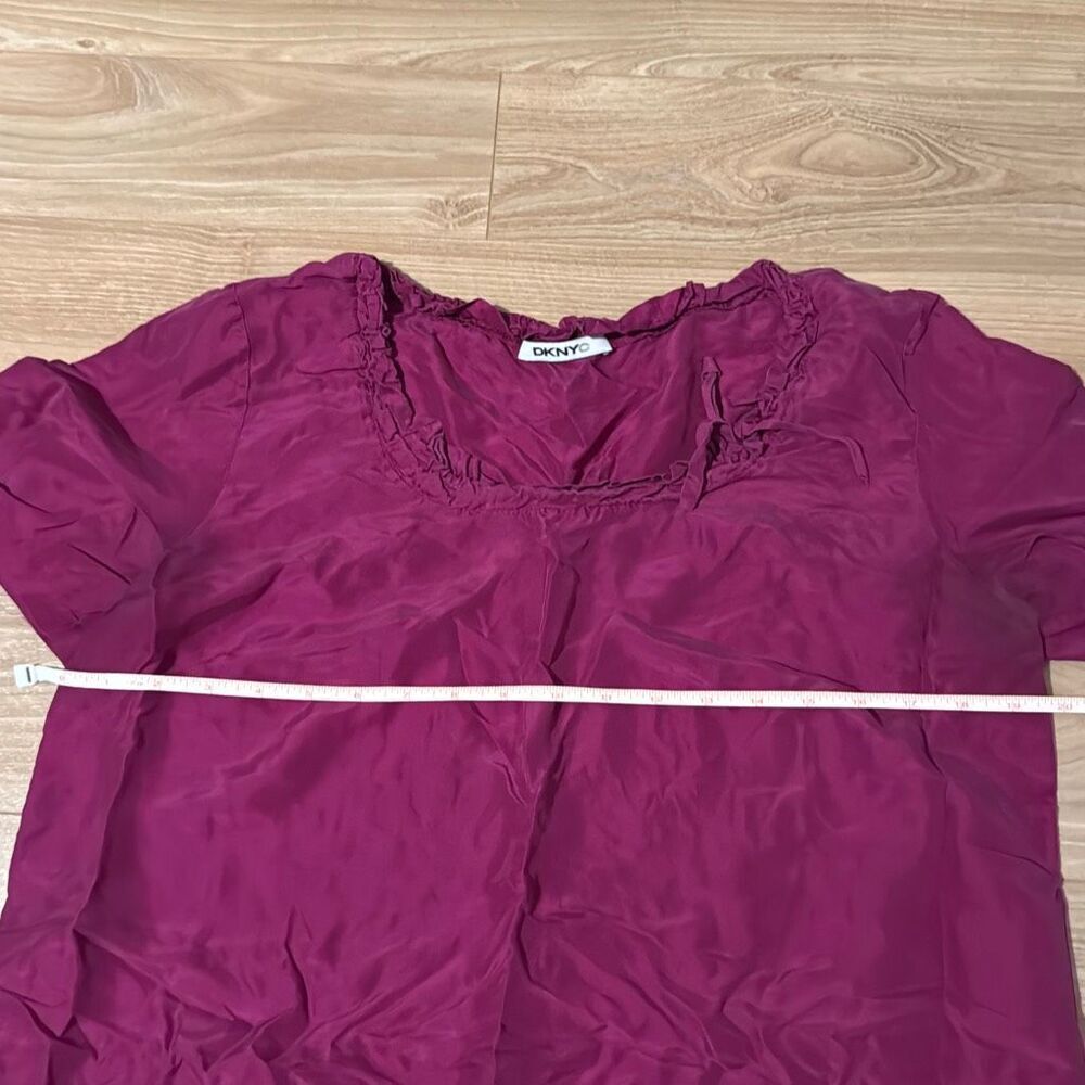 Vintage DKNY 100%‎ Silk Blouse Purple Top Size Medium - Picture 4 of 9